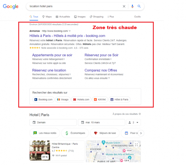 Zone chaude google
